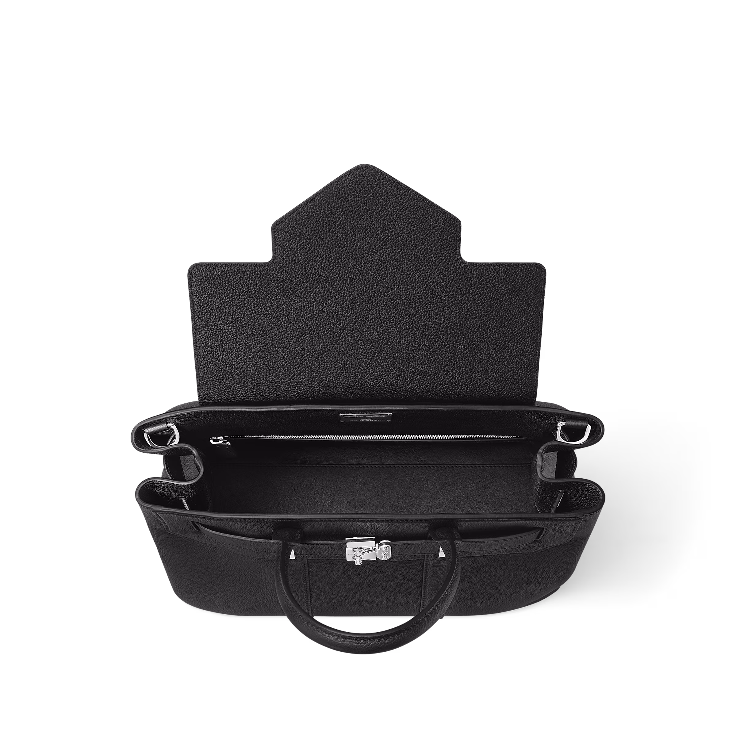 <p>内側にはジップポケットとフラットポケット2箇所を備え、実用性を確保。サイズは41 × 29 × 14 cm。書類や端末機器を携帯しやすい容量で、ビジネス用途にも対応。</p>