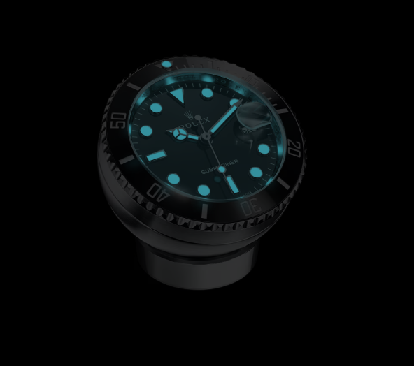 <p>クロマライトディスプレイが暗闇でブルーの光を放ち、夜間や暗い場所でも時刻を確認しやすい。</p>