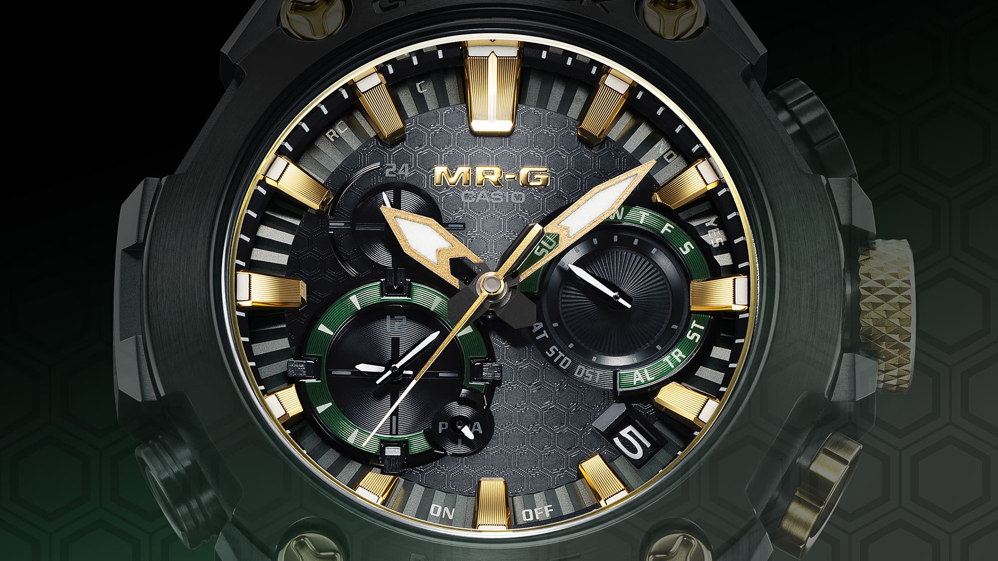 <p>和の美しさを思わせるデザインが、ダイアル全体に上品な印象を与えている。</p>