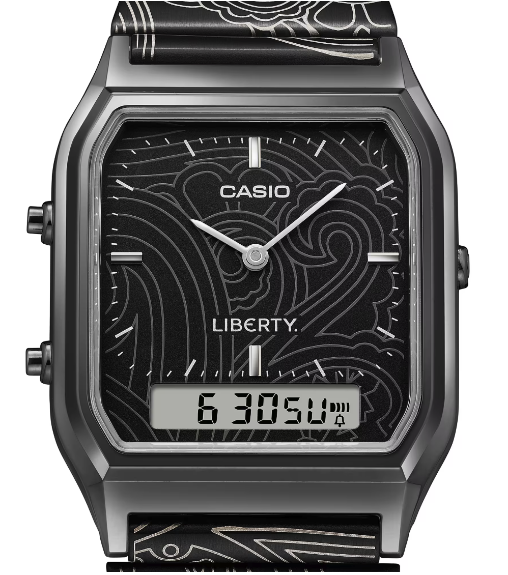 <p>アナログとデジタルを組み合わせた角型フェイスが特徴。1本で時間確認もタイマー利用も可能。カレンダーやアラームなど、日常で役立つ機能も搭載。</p>